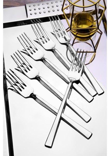 12 Kişilik Lüx 3mm Yemek Çatal Seti, 12’li 18/10 Çelik Çatal Set