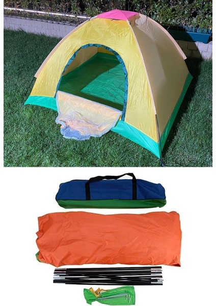 Kolay Kurulumlu Su Geçirmez Pratik Kolay Taşınabilir Kamp Çadırı 4 Kişilik (200X200X135)