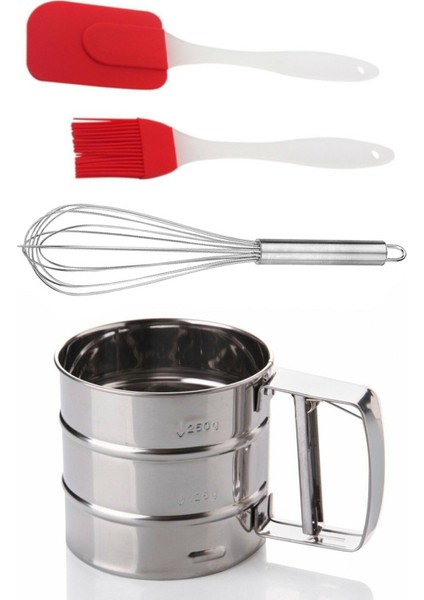 Un Eleği Basmalı Şeker Pudra Çelik Lüx Elek Yumurta Tel Çırpıcı Yumurta Yağ Fırçası Silikon Spatula