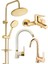 Gold Altın Yuvarlak Robot Seti, Gold Banyo, Gold Lavabo, Mutfak Bataryası Musluğu Çeşmesi 4'lü Set Lüx Gold Detay Tasarımlı 1