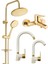 Gold Altın Yuvarlak Robot Seti, Gold Banyo, Lavabo, Mutfak Bataryası Musluğu Çeşmesi 4'lü Set Lüx Gold Detay Tasarım 1