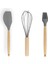 Ahşap Saplı Silikon Fırça Spatula Çırpıcı 3'lü Set 1