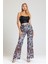 Geniş Paçalı Leopar Desenli Payet Pantolon | PNT32440 Siyah Beyaz Leopar 1
