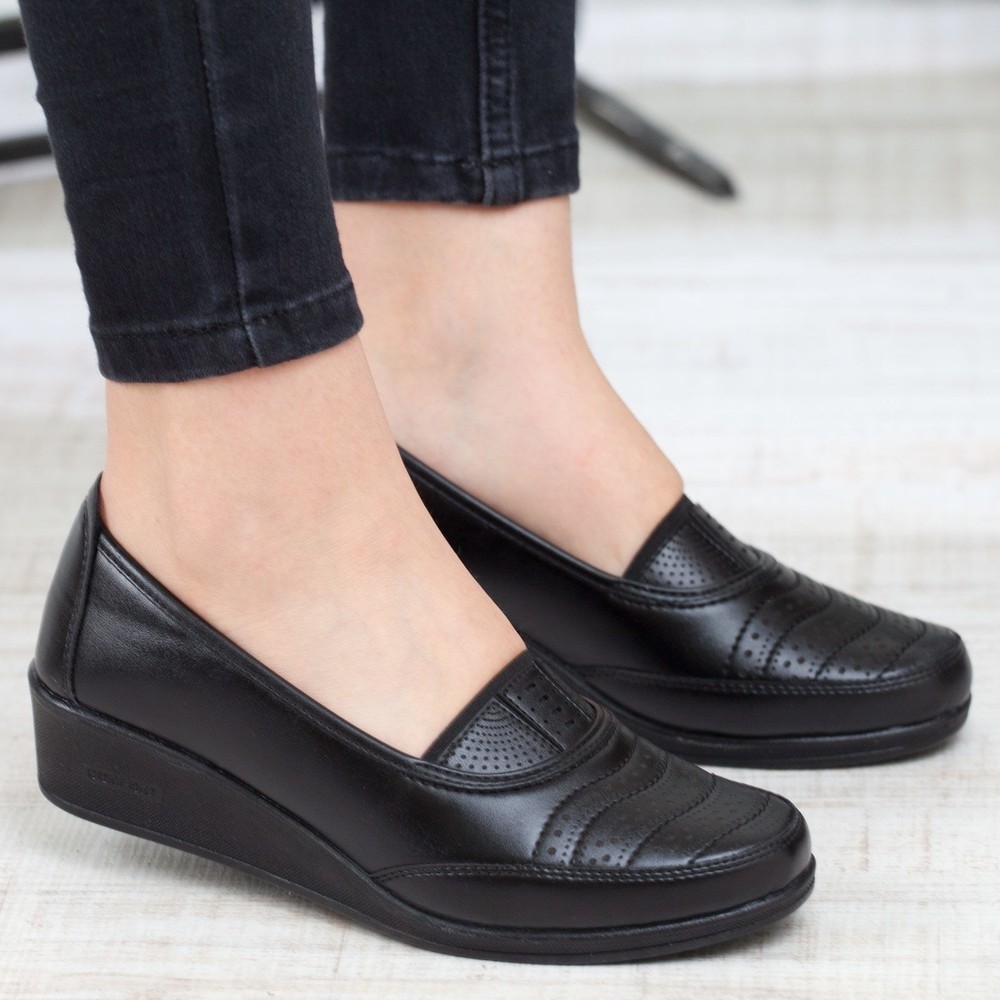 Kaof Shoes Kadın Siyah Anne Babet Ayakkabı Anne Ayakkabısı Kadın Günlük Ayakkabı Kadın Klasik Ayakkabı Anne Ayakkabı Ayzen