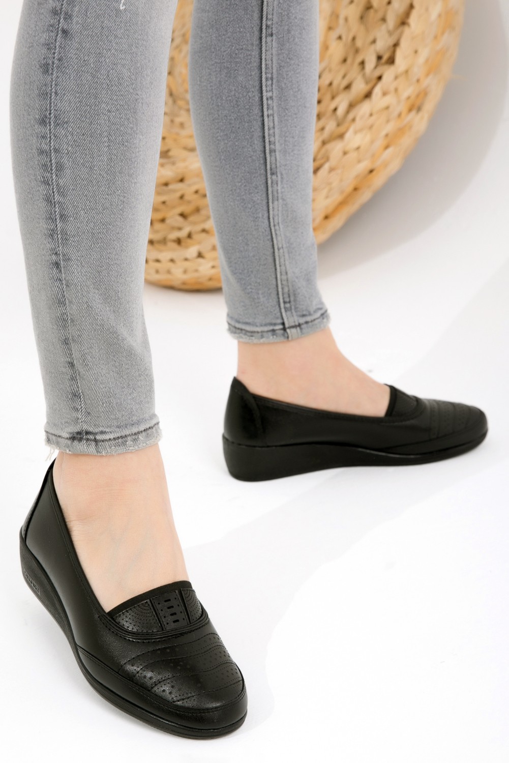 Kaof Shoes Kadın Siyah Anne Babet Ayakkabı Anne Ayakkabısı Kadın Günlük Ayakkabı Kadın Klasik Ayakkabı Anne Ayakkabı Ayzen görsel 5