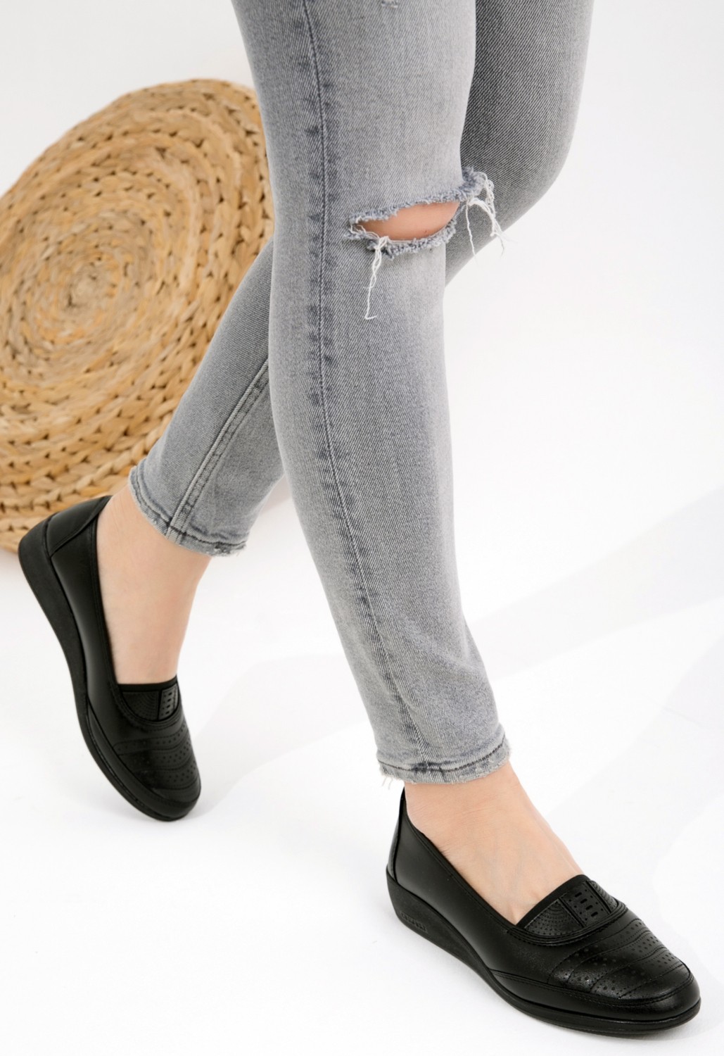 Kaof Shoes Kadın Siyah Anne Babet Ayakkabı Anne Ayakkabısı Kadın Günlük Ayakkabı Kadın Klasik Ayakkabı Anne Ayakkabı Ayzen görsel 4