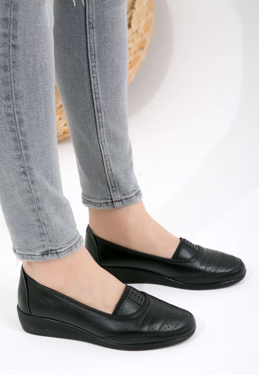 Kaof Shoes Kadın Siyah Anne Babet Ayakkabı Anne Ayakkabısı Kadın Günlük Ayakkabı Kadın Klasik Ayakkabı Anne Ayakkabı Ayzen görsel 2