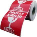 Kartallar Etiket Dikkat Kırılır Etiketi 100X100MM 250 Sarımlı 1 Rulo