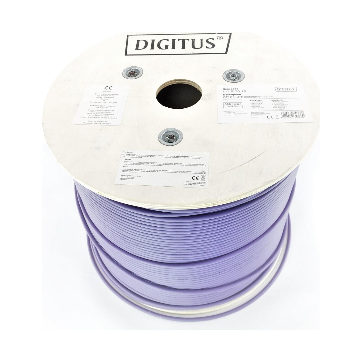 DIGITUS CAT 6 U-UTP250 MHz Eca (EN 50575) , AWG 23/1, 500 m drum, simplex, color DK-1613-VH-5 Resim-1