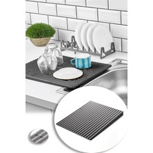 Gri Rinning Plastik Bulaşık Altlığı Bulaşık Kurutmalığı Tezgah Üstü Süzmatik