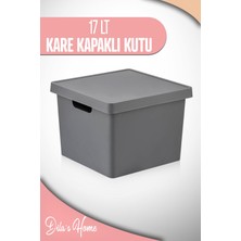 17LT. Kare Kapaklı Kutu Antrasit Gri Renk