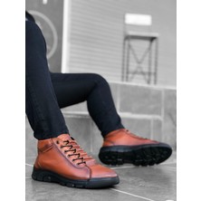 11boa BA0213 Gizli Bağcıklı  Deri Taba Erkek Yarım Bilek  Bot