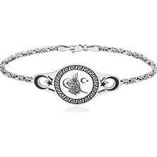 Takıfest Osmanlı Tuğrası İşlemeli Kral Gümüş Erkek Bileklik