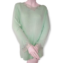 Boutique Venüs İşlemeli Yeşil Renk Triko Bluz & Tunik