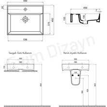 Aqua Bagno "plan" Tezgah Üstü Kare Çanak Lavabo , 55 X45 Cm.  Beyaz