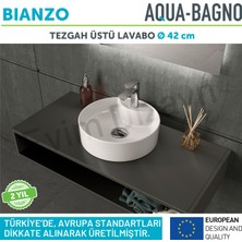 Aqua Bagno "bianzo" Tezgah Üstü Lavabo,batarya Delikli,42 cm Beyaz