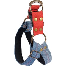 Balkonda köpek göğüs tasması minik ırk kot mavi genişlik:2,5cm göğüs ölçüsü:28-40cm ayarlamalı dog harness GT2-4