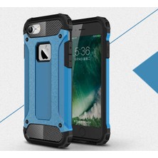 noktaks - Apple iPhone 8 - Kılıf Çift Katman Zırh Tank Crash Military Kapak - Mavi - T2454
