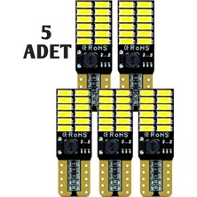 Gürler Oto Kılıf ve Aksesuar 5 Adet Canbuslı T10 LED 12V Park Ledi Plaka Tavan Ledi 24SMD