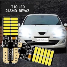 Asegaraj 2 Adet T10 Plaka Ledi Dipsiz Soket 24SMD LED Beyaz Araç Ampulü