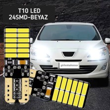 Asegaraj 2 Adet T10 Plaka Ledi Dipsiz Soket 24SMD LED Beyaz Araç Ampulü