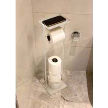 The Mia Tepsili Tuvalet Kağıdı Standı - Beyaz- 54X15X12 cm