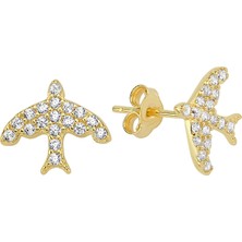 Altın Sepeti Altın Taşlı Kırlangıç Küpe