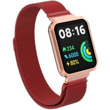 Case 4U Xiaomi Redmi Watch 2 Lite Mıktanıslı Metal Örgü Tasarım Milano Loop Kordon KRD-58 Kırmızı