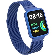 Case 4U Xiaomi Redmi Watch 2 Lite Mıktanıslı Metal Örgü Tasarım Milano Loop Kordon KRD-58 Mavi