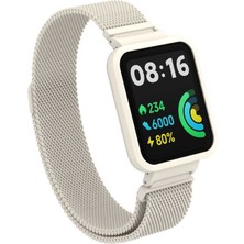 Case 4U Xiaomi Redmi Watch 2 Lite Mıktanıslı Metal Örgü Tasarım Milano Loop Kordon KRD-58 Krem