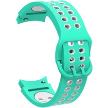 Case 4U Samsung Galaxy Watch 4 Kordon Kayış Spor Delikli Esnek Silikon KRD-02 46mm Yeşil - Beyaz