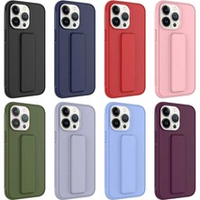 Case 4U iPhone 14 Pro Kılıf Stand Olabilen Mat Yüzey Kaliteli TPU Silikon Qstand Arka Kapak Koyu Yeşil