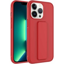 Case 4U iPhone 14 Pro Max Kılıf Stand Olabilen Mat Yüzey Kaliteli TPU Silikon Qstand Arka Kapak Kırmızı