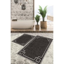 Viyana Home Dijital Baskılı Kaymaz Tabanlı Yıkanabilir 2'li Set Banya Halısı Klozet Takımı Paspas VHKZ-HT-364