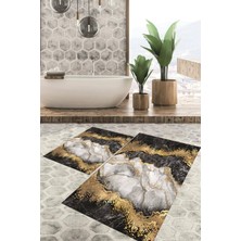 Viyana Home Dijital Baskılı Kaymaz Tabanlı Yıkanabilir 2'li Set Banya Halısı Klozet Takımı Paspas VHKZ-HT-316