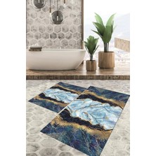 Viyana Home Dijital Baskılı Kaymaz Tabanlı Yıkanabilir 2'li Set Banya Halısı Klozet Takımı Paspas VHKZ-HT-319