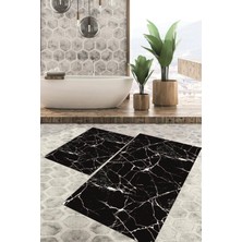 Viyana Home Dijital Baskılı Kaymaz Tabanlı Yıkanabilir 2'li Set Banya Halısı Klozet Takımı Paspas VHKZ-HT-415
