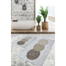Viyana Home Dijital Baskılı Kaymaz Tabanlı Yıkanabilir 2'li Set Banya Halısı Klozet Takımı Paspas VHKZ-SD-783