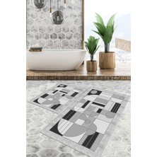 Viyana Home Dijital Baskılı Kaymaz Tabanlı Yıkanabilir 2'li Set Banya Halısı Klozet Takımı Paspas VHKZ-SD-1004