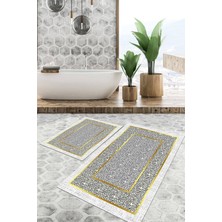 Viyana Home Dijital Baskılı Kaymaz Tabanlı Yıkanabilir 2'li Set Banya Halısı Klozet Takımı Paspas VHKZ-SD-1074