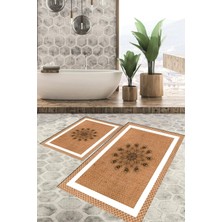 Viyana Home Dijital Baskılı Kaymaz Tabanlı Yıkanabilir 2'li Set Banya Halısı Klozet Takımı Paspas VHKZ-SD-339