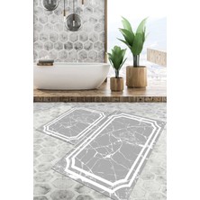 Viyana Home Dijital Baskılı Kaymaz Tabanlı Yıkanabilir 2'li Set Banya Halısı Klozet Takımı Paspas VHKZ-SD-804