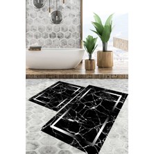 Viyana Home Dijital Baskılı Kaymaz Tabanlı Yıkanabilir 2'li Set Banya Halısı Klozet Takımı Paspas VHKZ-SD-575