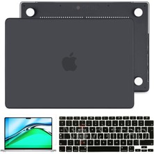 Novstrap Apple MacBook Air 13 Inç 2021 M1 Çip A2337 Uyumlu Mat Kılıf + Siyah Klavye Kılıfı + Film