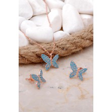 Sümer Telkari Rose Gümüş Kelebek Mini Ikili Set 2022