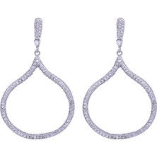 Nusnus Yuvarlak Sıralı Taşlı Sallantılı Gümüş Küpe