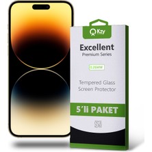 Kzy Apple iPhone 14 Pro Temperli Ekran Koruyucu Kırılmaz Cam Ekonomik 5'li Paket