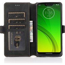 Wansheng Moto G7 Power İçin Deri Telefon Kılıfı - Siyah (Yurt Dışından)