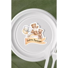 Neşeli Günlerim Ayıcık Temalı Tabak Sticker  15'li  Yapışkanlı Kağıt