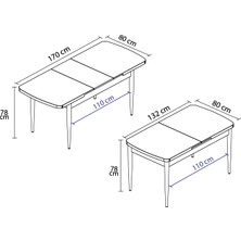 Rovena Zayn Beyaz 80X132  Yemek Masası Takımı 4 Sandalyeli